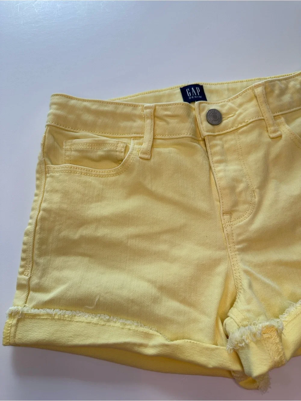 GAPKids Peach Sequins T-Shirt Yellow Jean Shorts Green Chino Girls Size 12